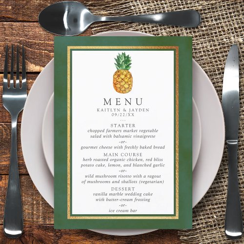 The Tropical Pineapple Wedding Collection Menu