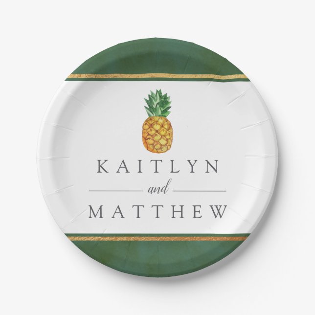 The Tropical Pineapple Wedding Collection Paper Plates (Front)