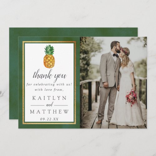 The Tropical Pineapple Wedding Collection Photo Thank You Card