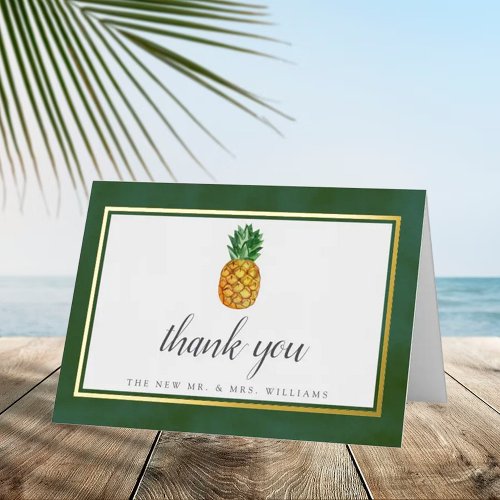 The Tropical Pineapple Wedding Collection Real Foil Greeting Card