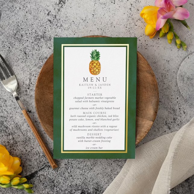 The Tropical Pineapple Wedding Collection Real Foil Invitation (Creator Uploaded)