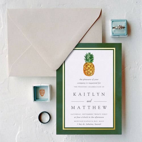 The Tropical Pineapple Wedding Collection Real Foil Invitation