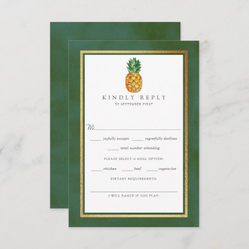 The Tropical Pineapple Wedding Collection RSVP Card