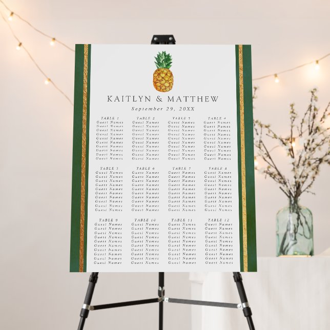 The Tropical Pineapple Wedding Collection Seating Foam Board (In Situ (Stand))