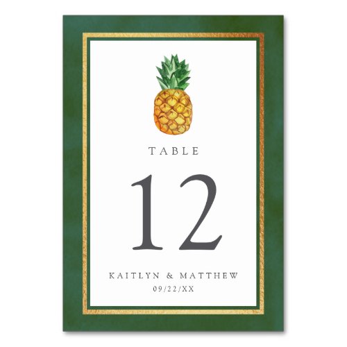 The Tropical Pineapple Wedding Collection Table Number