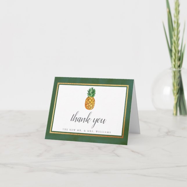 The Tropical Pineapple Wedding Collection Thank You Card (Front)