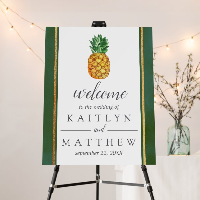 The Tropical Pineapple Wedding Collection Welcome Foam Board (In Situ (Stand))