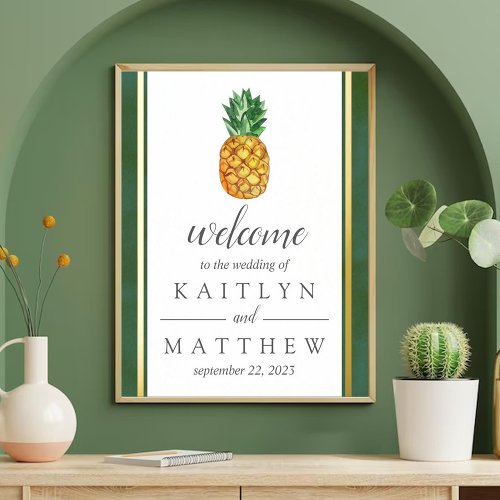 The Tropical Pineapple Wedding Collection Welcome Foil Prints
