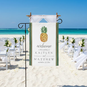 The Tropical Pineapple Wedding Collection Welcome Garden Flag