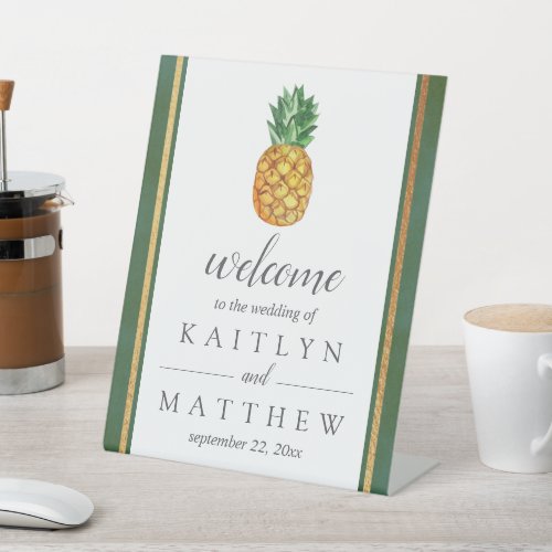 The Tropical Pineapple Wedding Collection Welcome Pedestal Sign