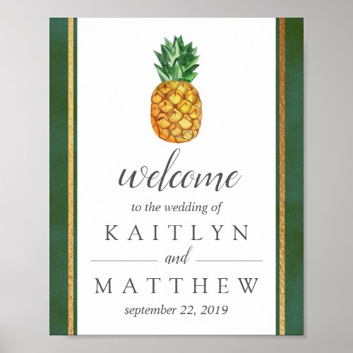 The Tropical Pineapple Wedding Collection Welcome Poster