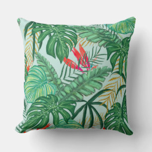 The Tropics Jungle Botanical Bird of Paradise Throw Pillow