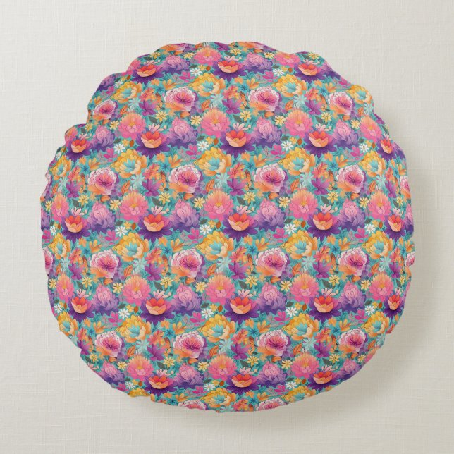 The Tropics Teach You To Go With The Flow Round Pillow (Front)