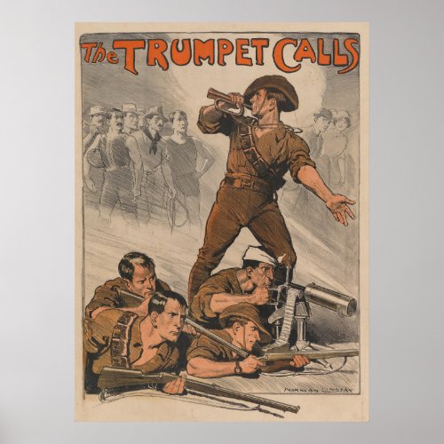 The Trumpet Calls Vintage World War 1 Poster