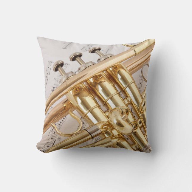 The Trumpet Throw Pillow (Front)