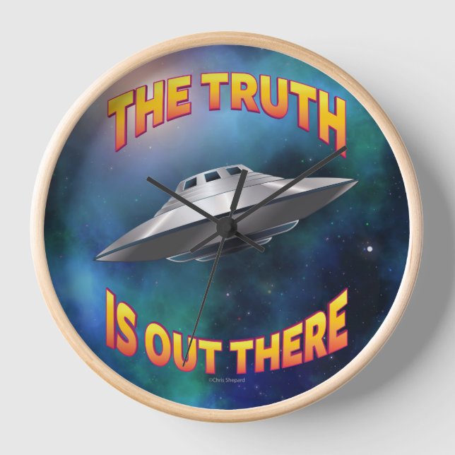 The Truth is Out There - Flying Saucer UFO Galaxy Clock (Front)