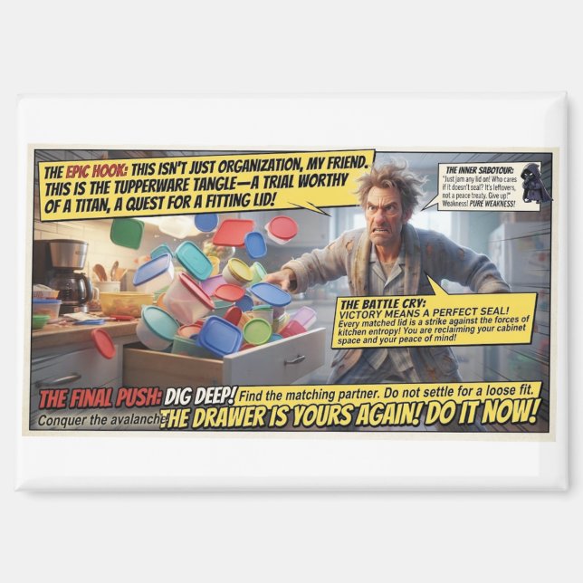 The Tupperware Panic Funny Comic Magnet (Front)