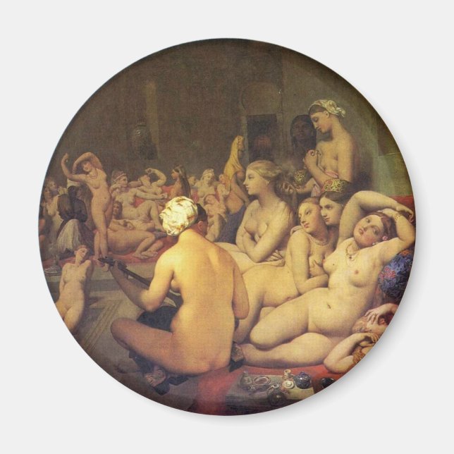 The Turkish Bath (Tondo) By Ingres Jean Auguste Do Magnet (Front)