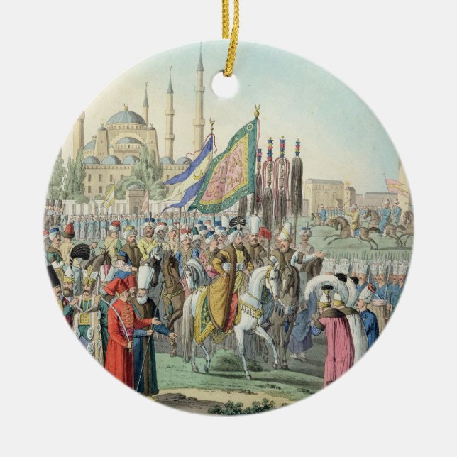 The Turkish Sultan reviewing his Janissaries (engr Ceramic Ornament (Front)