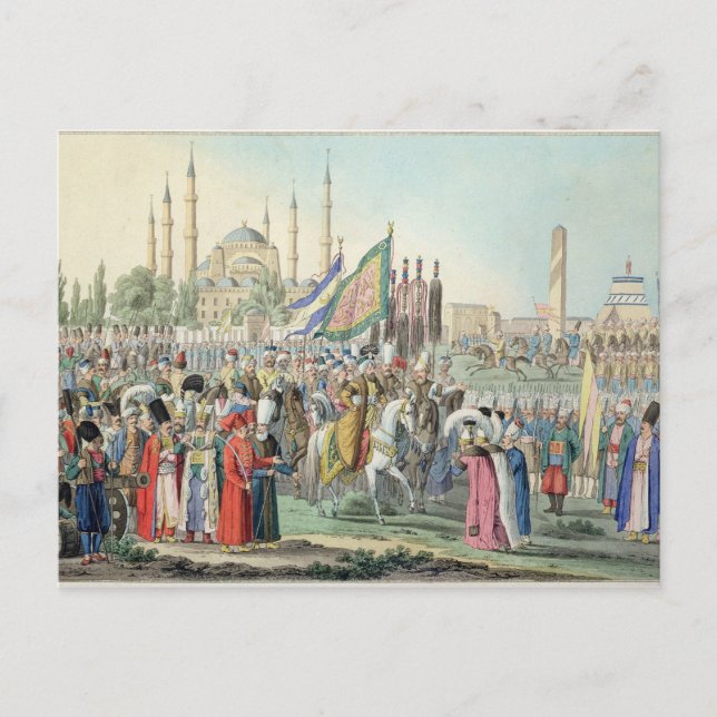 The Turkish Sultan reviewing his Janissaries (engr Postcard (Front)