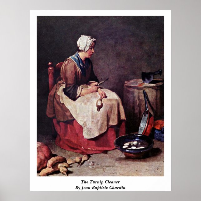 The Turnip Cleaner By Jean-Baptiste Chardin Poster (Front)