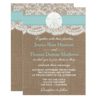The Turquoise Sand Dollar Beach Wedding Collection Card