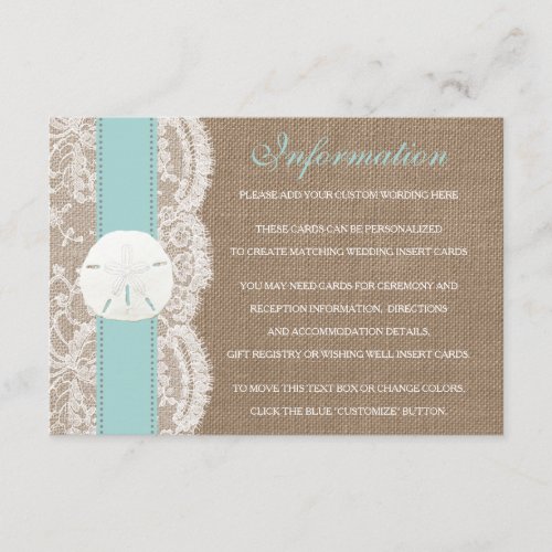 The Turquoise Sand Dollar Beach Wedding Collection Enclosure Card