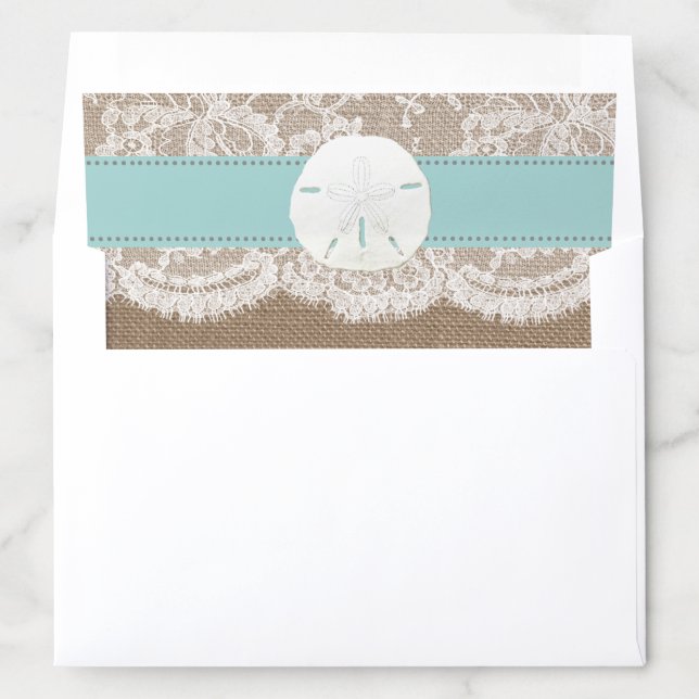 The Turquoise Sand Dollar Beach Wedding Collection Envelope Liner (In Envelope)