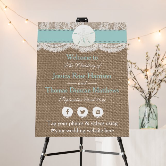 The Turquoise Sand Dollar Beach Wedding Collection Foam Board (In Situ (Stand))