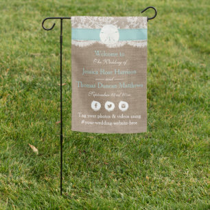The Turquoise Sand Dollar Beach Wedding Collection Garden Flag
