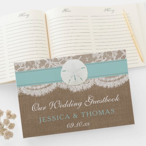 The Turquoise Sand Dollar Beach Wedding Collection Guest Book