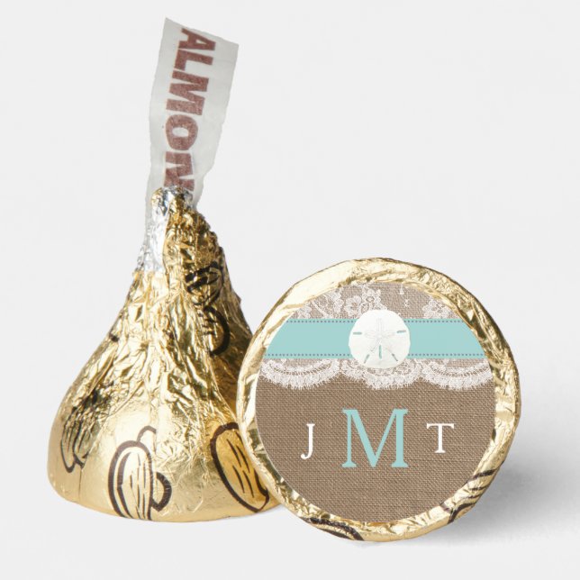 The Turquoise Sand Dollar Beach Wedding Collection Hershey®'s Kisses® (Front)