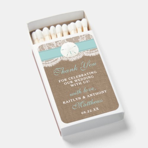 The Turquoise Sand Dollar Beach Wedding Collection Matchboxes