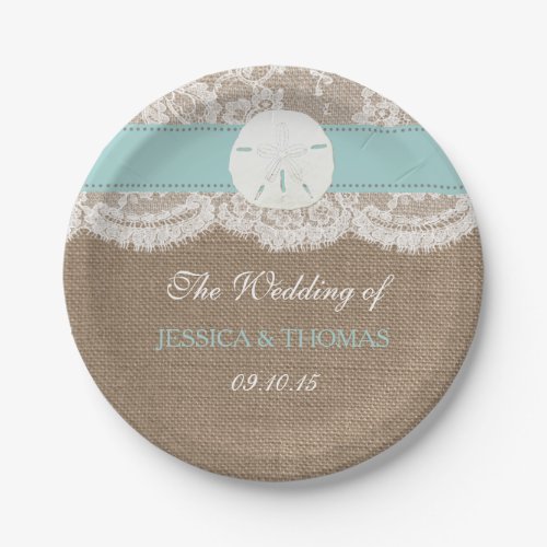 The Turquoise Sand Dollar Beach Wedding Collection Paper Plates