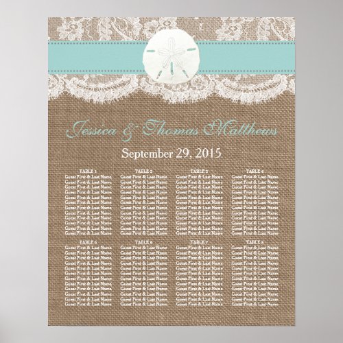 The Turquoise Sand Dollar Beach Wedding Collection Poster