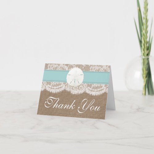 The Turquoise Sand Dollar Beach Wedding Collection Thank You Card