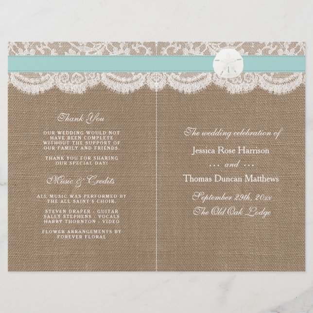 The Turquoise Sand Dollar Wedding Collection (Front)