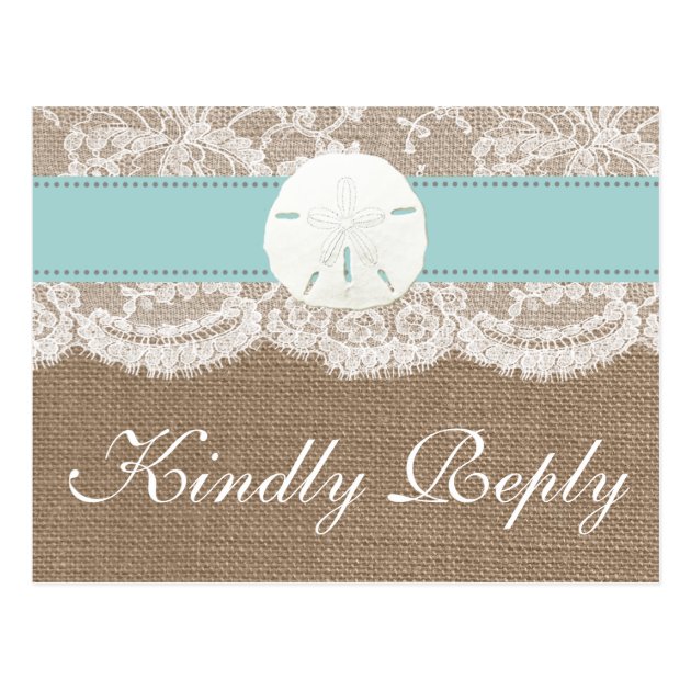The Turquoise Sand Dollar Wedding Collection RSVP Postcard