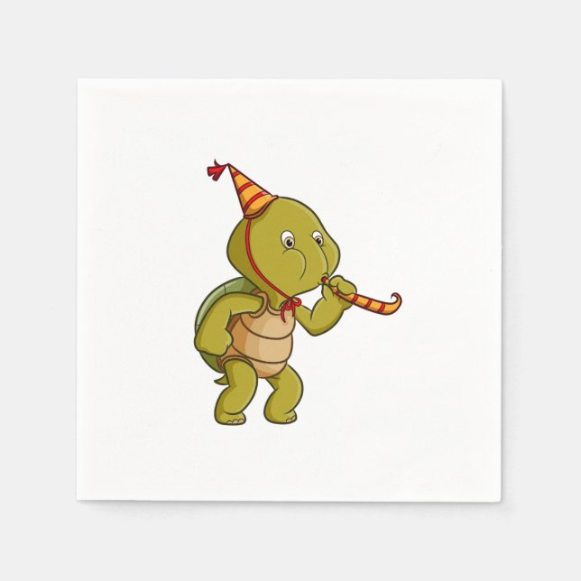 the turtle celebrating the birthday and blowing th napkins (Front)