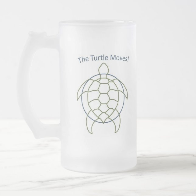 The Turtle Moves! Frosted Glass Beer Mug (Left)