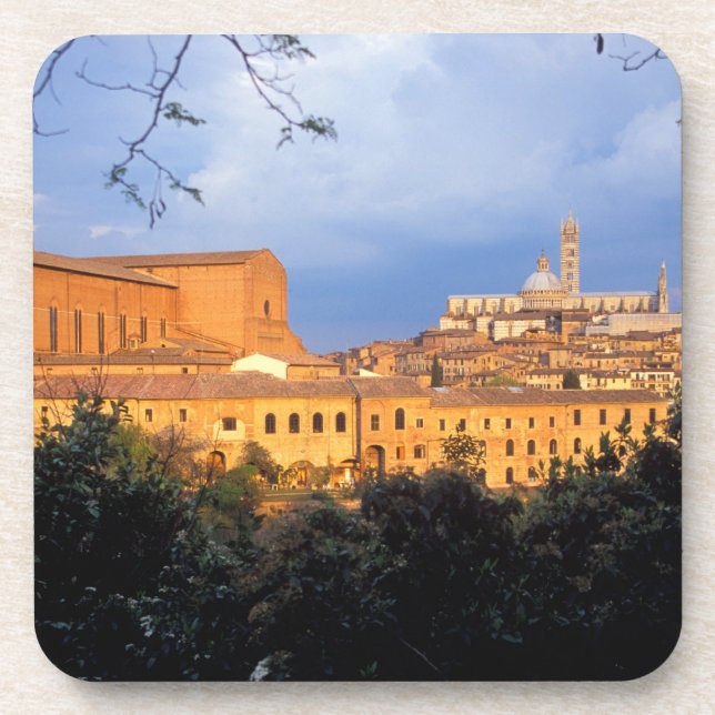 The Tuscan village of Sienna, Italy. Beverage Coaster (Front)