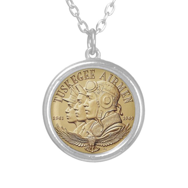 The Tuskegee Airmen COIN Earrings Silver Plated Necklace (Front)