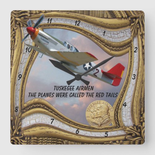 The Tuskegee Airmen_RED TAILS Square Wall Clock