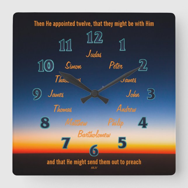 The Twelve Apostles of Jesus Square Wall Clock (Front)