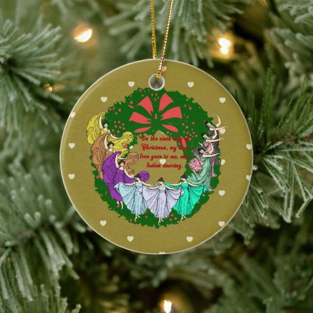 The Twelve Days of Christmas Collection: Day Nine Ceramic Ornament (Tree)