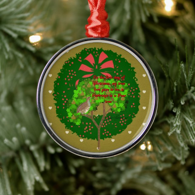 The Twelve Days of Christmas Collection: Day One Metal Ornament (Tree)