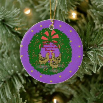 The Twelve Days Of Christmas Collection: Day Three Ceramic Ornament by CreativeMastermind at Zazzle