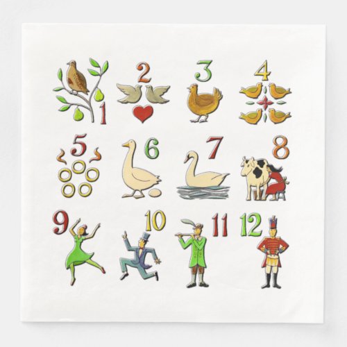 The Twelve Days of Christmas Paper Dinner Napkins