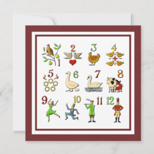 The Twelve Days of Christmas Your Border Color Holiday Card