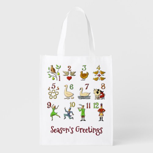 The Twelve Days of Christmas  Your Greeting Reusable Grocery Bag